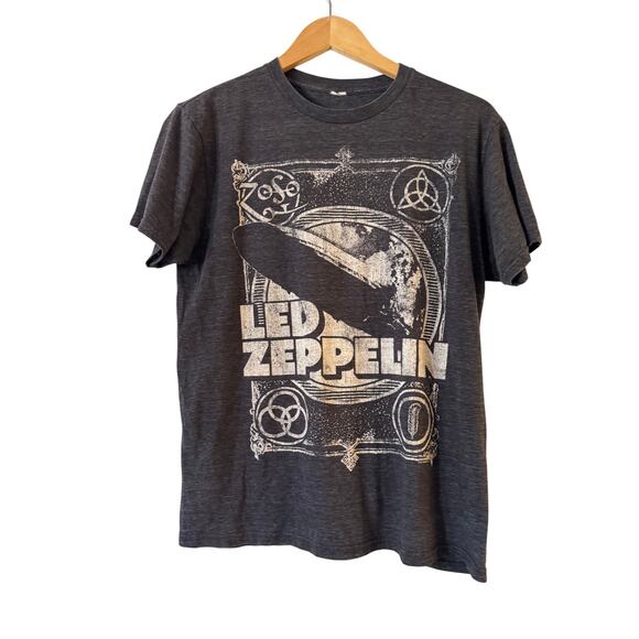 LED ZEPPELIN Graphic Print T-Shirt Unisex Size S/M Gray Crew Neck Short Sleeve - Picture 2 of 8